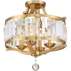 Vienna Full Spectrum Prava Modern Ceiling Light Semi Flush Mount Fixture 16 1/2" Wide Warm Brass 4-Light Crystal Drum For Bedroom Kitchen Living Room -Target Lighting Store GUEST 017d8b11 8b7d 471f ac65 399a602dc305