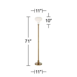 Possini Euro Design Cecil Modern Industrial Torchiere Floor Lamp 71" Tall Warm Gold Metal Opal Glass Shade For Living Room Bedroom Office House Home -Target Lighting Store GUEST 0204d0cd 46ae 4294 b55a 1572cf84acce