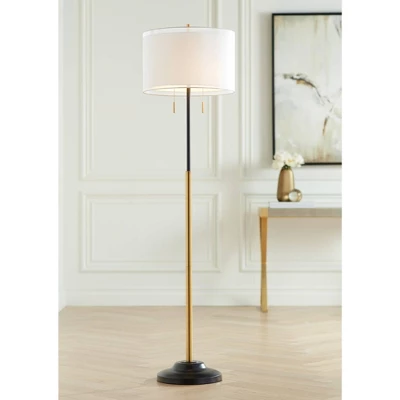 Possini Euro Design Roxie Modern Floor Lamp Standing 65 1/2" Tall Brass Black Metal Sheer Linen Double Drum Shade for Living Room Bedroom Office House Possini Euro Design Roxie Modern Floor Lamp Standing 65 1/2" Tall Brass Black Metal Sheer Linen Double Drum Shade For Living Room Bedroom Office House -Target Lighting Store GUEST 039d7169 f6d7 48d7 b535 dcbe21a04af4