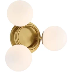 Possini Euro Design Modern Ceiling Light Flush Mount Fixture Brass 18" Wide 3-Light Frosted White Glass Globes Bedroom Living Room -Target Lighting Store GUEST 06411361 fd0b 4cb1 bb74 953912030950