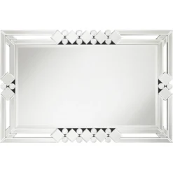 Possini Euro Design Clafia Rectangular Vanity Wall Mirror Modern Beveled Edge Clear Diamond Mirrored Frame 26" Wide For Bathroom Bedroom Living Room -Target Lighting Store GUEST 07d5a6e5 1587 4615 9b69 d5b6fd2fb72c
