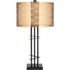 Possini Euro Design Deborah Modern Mid Century Table Lamp 30" Tall Black With USB Charging Port Gold Metal Double Drum Shades For Living Room Desk -Target Lighting Store GUEST 09d25b0f f17f 43b2 97c8 a4aad1682a8d