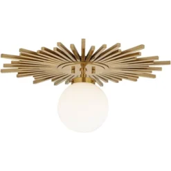 Possini Euro Design Hazel Modern Ceiling Light Semi Flush Mount Fixture 24" Wide Warm Brass White Globe Shade For Bedroom Kitchen Living Room Hallway -Target Lighting Store GUEST 09f457ea 2d85 4a3f a988 56d08537b4d9
