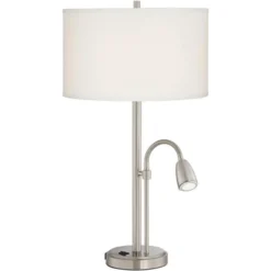 Possini Euro Design Traverse Modern Table Lamps Set Of 2 29 1/2" Tall Brushed Nickel With USB Charging Port LED Gooseneck White Drum Shade For Desk -Target Lighting Store GUEST 0ae46b85 fec0 4b22 8a4e 8d4b8c8aa4fd