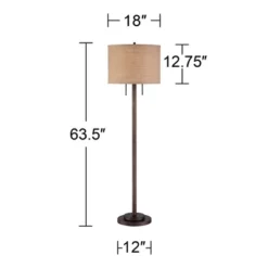 Possini Euro Design Garth Modern Floor Lamp Standing 63 1/2" Tall Oil Rubbed Bronze Burlap Fabric Drum Shade For Living Room Bedroom Office House Home -Target Lighting Store GUEST 0afcbf9a df39 4526 aa07 8a9f6551bac9