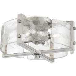 Possini Euro Design Prane Modern Industrial Ceiling Light Semi Flush Mount Fixture 17" Wide Brushed Nickel 4-Light Warped Glass For Bedroom Kitchen -Target Lighting Store GUEST 0b15a987 8368 4f37 ba90 8aa73cc6819f