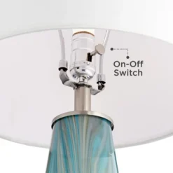 Possini Euro Design Jaime Coastal Table Lamp With Round White Marble Riser 26" High Blue Gray Drum Shade For Bedroom Living Room Office House Home -Target Lighting Store GUEST 0c1e88c5 ff7c 4a2c b8b4 990c3afc75b9