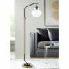 Possini Euro Design Tarrah Mid Century Modern 63" Tall Chairside Arc Floor Lamp Gold Black Metal Clear Glass Shade For Living Room House