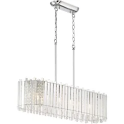 Possini Euro Design Mirabell Chrome Linear Island Pendant Chandelier 34" Wide Modern LED Clear Glass Crystal 6-Light Fixture For Dining Room Kitchen -Target Lighting Store GUEST 0db60cb6 a66c 4310 8746 b700815dd869