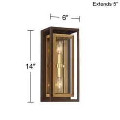 Possini Euro Design Modern Mid Century Outdoor Wall Light Fixture Oil Rubbed Bronze Brass 14" Double Box Glass For Exterior Barn Deck House Porch Yard -Target Lighting Store GUEST 0f66739f 0ac5 44e9 8036 0b1533bc9985