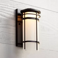 Possini Euro Design Theola Modern Outdoor Wall Light Fixture Bronze LED 12 3/4" Etched Glass Shade For Post Exterior Barn Deck House Porch Yard Patio -Target Lighting Store GUEST 0fe24587 3c66 4217 818a 941231800f56