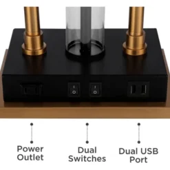 Possini Euro Design Griffin Modern Gooseneck Desk Lamp 31" Tall Gold With USB Charging Port Black Metal Rectangular Shade For Bedroom Living Room Kids -Target Lighting Store GUEST 0ffcf231 80f2 4393 b295 a80284adc60c