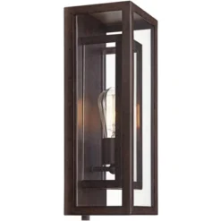 Possini Euro Design Rustic Industrial Farmhouse Outdoor Wall Light Fixtures Set Of 2 Bronze 15 1/2" Clear Glass For Exterior Barn Deck House Porch -Target Lighting Store GUEST 0fff35c4 151a 425d bffa e2fd30f7088b