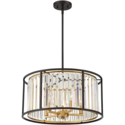 Possini Euro Design Milne Bronze Gold Drum Pendant Chandelier 20" Wide Modern Crystal 5-Light Fixture For Dining Room House Kitchen Island Entryway -Target Lighting Store GUEST 12d42693 bdef 422d a53e b6d5fe5712d6