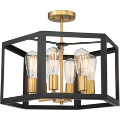 Possini Euro Design Beni Industrial Modern Farmhouse Ceiling Light Semi Flush Mount Fixture 20" Wide Antique Bronze Gold 6-Light For Bedroom Kitchen -Target Lighting Store GUEST 13e6329f 2ffd 4121 ac98 269122ae9c7c