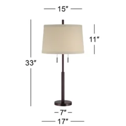 Possini Euro Design Rustic Farmhouse Table Lamp 33" Tall Dark Bronze Metal Off White Burlap Fabric Drum Shade For Bedroom Living Room House Bedside -Target Lighting Store GUEST 15f8081a 9799 43d5 8d8c 05abfb7df759