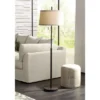 Possini Euro Design Nayla Modern Floor Lamp 62 1/2" Tall Bronze Metal Off White Fabric Tapered Drum Shade For Living Room Bedroom Office House Home