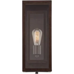 Possini Euro Design Modern Industrial Farmhouse Rustic Outdoor Wall Light Fixture Bronze 15 1/2" Clear Glass For Exterior Barn Deck House Porch Yard -Target Lighting Store GUEST 1c02b524 ed1c 4e9d 8f8e 997f235debf9 1