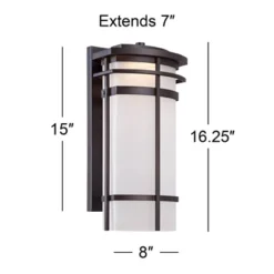 Possini Euro Design Theola Modern Outdoor Wall Light Fixture Bronze LED 16 1/4" Etched Glass Shade For Post Exterior Barn Deck House Porch Yard Patio -Target Lighting Store GUEST 1e206827 b408 4001 b8d0 6e2c1d9ec267