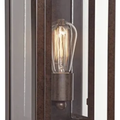 Possini Euro Design Modern Industrial Farmhouse Rustic Outdoor Wall Light Fixture Bronze 15 1/2" Clear Glass For Exterior Barn Deck House Porch Yard -Target Lighting Store GUEST 1f2af868 47aa 49ee 9a8e 4b48f5473f00 1