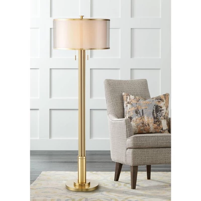 Possini Euro Design Granview Modern Floor Lamp 70 1/2" Tall Brass Metal Sheer Organza Outer Linen Inner Drum Shade for Living Room Bedroom Office Home Possini Euro Design Granview Modern Floor Lamp 70 1/2" Tall Brass Metal Sheer Organza Outer Linen Inner Drum Shade For Living Room Bedroom Office Home -Target Lighting Store GUEST 1f92f0be 0312 44c2 9090 29727879bba5