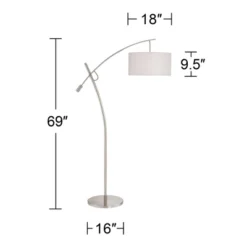 Possini Euro Design Modern Arc Floor Lamp 69" Tall Brushed Steel Adjustable Boom Off White Linen Drum Shade For Living Room Reading Office -Target Lighting Store GUEST 2081ee1d 69c6 4572 b5f7 92c5a78911d4