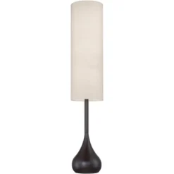 Possini Euro Design Mid Century Modern Floor Lamp 62" Tall Bronze Metal Droplet Off White Cream Cylinder Shade For Living Room Reading -Target Lighting Store GUEST 20f7cf55 7763 44ba 8d89 7d7b7261200a