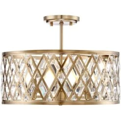 Possini Euro Design Tanz Modern Ceiling Light Semi Flush Mount Fixture 16 1/2" Wide Satin Brass 3-Light Clear Glass Crystal For Bedroom Kitchen House -Target Lighting Store GUEST 22328d63 33e7 485a 8245 4b759d3ca3e7