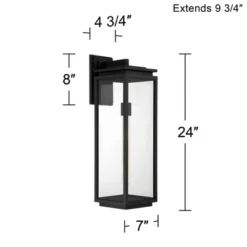 Possini Euro Design Atkins Modern Outdoor Wall Light Fixture Matte Black 24" Clear Glass For Post Exterior Barn Deck House Porch Yard Patio Outside -Target Lighting Store GUEST 2450aeb0 467a 41aa 8a01 083bfd65a57e