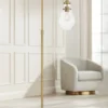 Possini Euro Design Vaile Modern 66" Tall Chairside Arc Floor Lamp Warm Gold Metal Clear Seeded Glass Shade For Living Room Reading Home