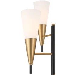 Possini Euro Design Quatro Mid Century Modern Tree Floor Lamp 71" Tall Black Gold Metal 4 Light Frosted Glass Cone Shade For Living Room Bedroom House -Target Lighting Store GUEST 2b74941b 60aa 4a94 b028 4f70395f3b39