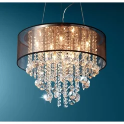 Possini Euro Design Bretton Brushed Nickel Chandelier 22" Wide Modern Clear Glass Crystal Black Sheer Shade 12-Light Fixture For Dining Room Kitchen -Target Lighting Store GUEST 2bdffecd 573f 47bb 8326 53a83e33fd10