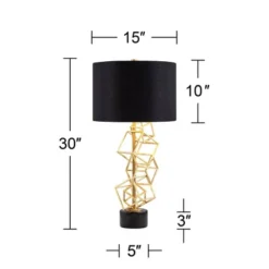 Possini Euro Design Modern Table Lamp 30" Tall Gold Metal Geometric Cube Black Drum Shade For Bedroom Living Room Bedside Nightstand Office Kids House -Target Lighting Store GUEST 2cfe68d5 da11 4cdc a74a bc350a0f006b