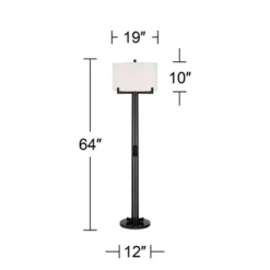 Possini Euro Design Madrid Modern Industrial Floor Lamp 64" Tall Matte Black Metal White Linen Hardback Drum Shade For Living Room Bedroom Office Home -Target Lighting Store GUEST 2ec65979 7f85 4ee3 b275 fe6197b4876d