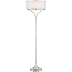 Possini Euro Design Modern Floor Lamp 64" Tall Brushed Nickel Silver Organza White Linen Drum Shade For Living Room Bedroom Office -Target Lighting Store GUEST 2f2e39ff e9bf 4d91 a0f8 80deeb6d9b9e