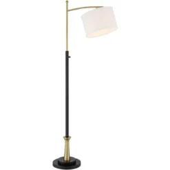 Possini Euro Design Modern Downbridge Floor Lamp 64" Tall Black Brass Metal Linen Drum Shade For Living Room Reading Bedroom Home -Target Lighting Store GUEST 310e02f8 0905 4c58 ab4c 4248dbab2ff8