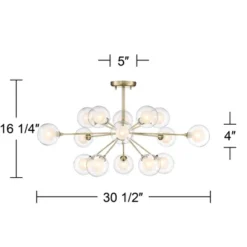 Possini Euro Design Modern Ceiling Light Semi Flush Mount Fixture Sputnik Brass 30 1/2" Wide 15-Light Double Glass Ball Hallway -Target Lighting Store GUEST 317f6f78 bba3 4e43 bc4e 75fe5664e121