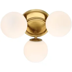 Possini Euro Design Modern Ceiling Light Flush Mount Fixture Brass 18" Wide 3-Light Frosted White Glass Globes Bedroom Living Room -Target Lighting Store GUEST 3206f2f1 bd83 4ab8 ae4c 41ae1e86782d