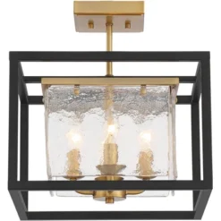 Possini Euro Design Liston Modern Ceiling Light Semi Flush Mount Fixture 14" Wide Black Brass 4-Light Ice Glass Panels For Bedroom Kitchen Living Room 3 Possini Euro Design Liston Modern Ceiling Light Semi Flush Mount Fixture 14" Wide Black Brass 4-Light Ice Glass Panels For Bedroom Kitchen Living Room -Target Lighting Store GUEST 34562e59 7a95 4991 9709 d1adb6b3c6af