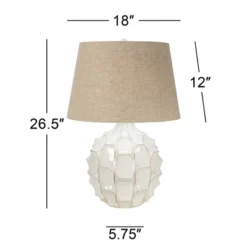 Possini Euro Design Cosgrove Modern Mid Century Table Lamp 26 1/2" High White Glazed Ceramic Light Brown Linen Drum Shade For Bedroom Living Room Home -Target Lighting Store GUEST 34dc29fc 23d6 476f 8fbe 11585209e5be