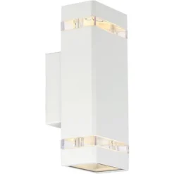 Possini Euro Design Modern Outdoor Wall Light Fixture White 2-Light Up Down 10 1/2" Clear Glass Inserts For Exterior Barn Deck House Porch Yard Patio -Target Lighting Store GUEST 3b2ee324 af20 419d 9d18 494146464fb2