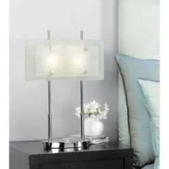 Possini Euro Design Charles Street Modern Desk Lamp 23" High Chrome Satin Nickel Frosted Slump Glass Shade For Bedroom Living Room Bedside Nightstand -Target Lighting Store GUEST 3bdf3030 61f4 4ddc a0cc 4536c4f46d6d