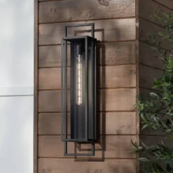 Possini Euro Design Jericho Modern Outdoor Wall Light Fixture Textured Black Steel 28" Clear Glass For Post Exterior Barn Deck House Porch Yard Patio -Target Lighting Store GUEST 3c155a0a 18cd 4cc8 b304 9aab41476256