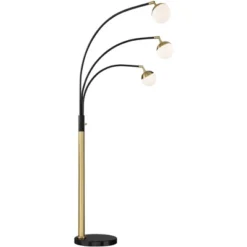 Possini Euro Design Rayne Modern Arc Floor Lamp 72" Tall Gold Black 3 Light LED Adjustable Arm Frosted Glass Globe Shade For Living Room Reading Home -Target Lighting Store GUEST 3cdb2bc1 9cdc 4fb4 a375 f4e108fd0fa9