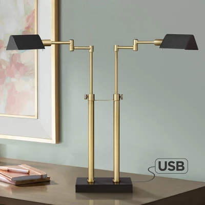 Possini Euro Design Keegan Modern Desk Lamp 24" High Warm Brass with Dual USB Charging Ports LED Adjustable Black Shade for Bedroom Living Room Desk Possini Euro Design Keegan Modern Desk Lamp 24" High Warm Brass With Dual USB Charging Ports LED Adjustable Black Shade For Bedroom Living Room Desk -Target Lighting Store GUEST 3eee9f3d 3b75 4637 9297 f0ce197a1e50