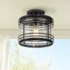 Possini Euro Design Modern Semi Flush Mount Outdoor Ceiling Light Fixture Black Geometric 11" Clear Seedy Glass For Exterior House Porch Patio Deck -Target Lighting Store GUEST 3f2f7cdf 42e1 484d 9764 91327bf448e5