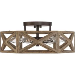 Possini Euro Design Moorcroft Modern Farmhouse Ceiling Light Semi Flush Mount Fixture 14 1/2" Wide Dark Wood Bronze 6-Light Hexagon Frame For Bedroom -Target Lighting Store GUEST 3fcfecec 6bc4 4202 84b2 34ef0f2bbf99