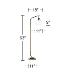 Possini Euro Design Tarrah Mid Century Modern 63" Tall Chairside Arc Floor Lamp Gold Black Metal Clear Glass Shade For Living Room House -Target Lighting Store GUEST 3fdd9ba3 7f55 4d39 a3d8 0deb414530ca