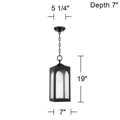 Possini Euro Design Modern Outdoor Hanging Light Fixture Matte Black Steel 19" Clear Seedy Glass Panels For Exterior House Porch -Target Lighting Store GUEST 40164dfd bf84 417b a0da fe434d2fc815