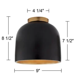Possini Euro Design Merrick Modern Industrial Ceiling Light Flush Mount Fixture 9" Wide Black Gold For Bedroom Kitchen Living Room Hallway Bathroom -Target Lighting Store GUEST 408324ca 13a5 45b8 8ebf ff634051194e